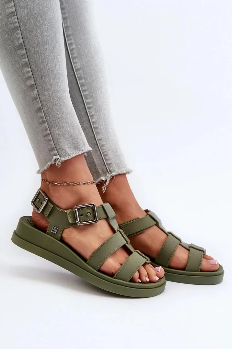 Damskie ZAXY Pachnące Gładkie Sandały Damskie NN285005 Zielone