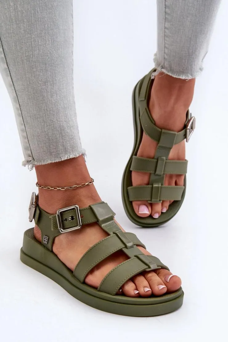 Damskie ZAXY Pachnące Gładkie Sandały Damskie NN285005 Zielone