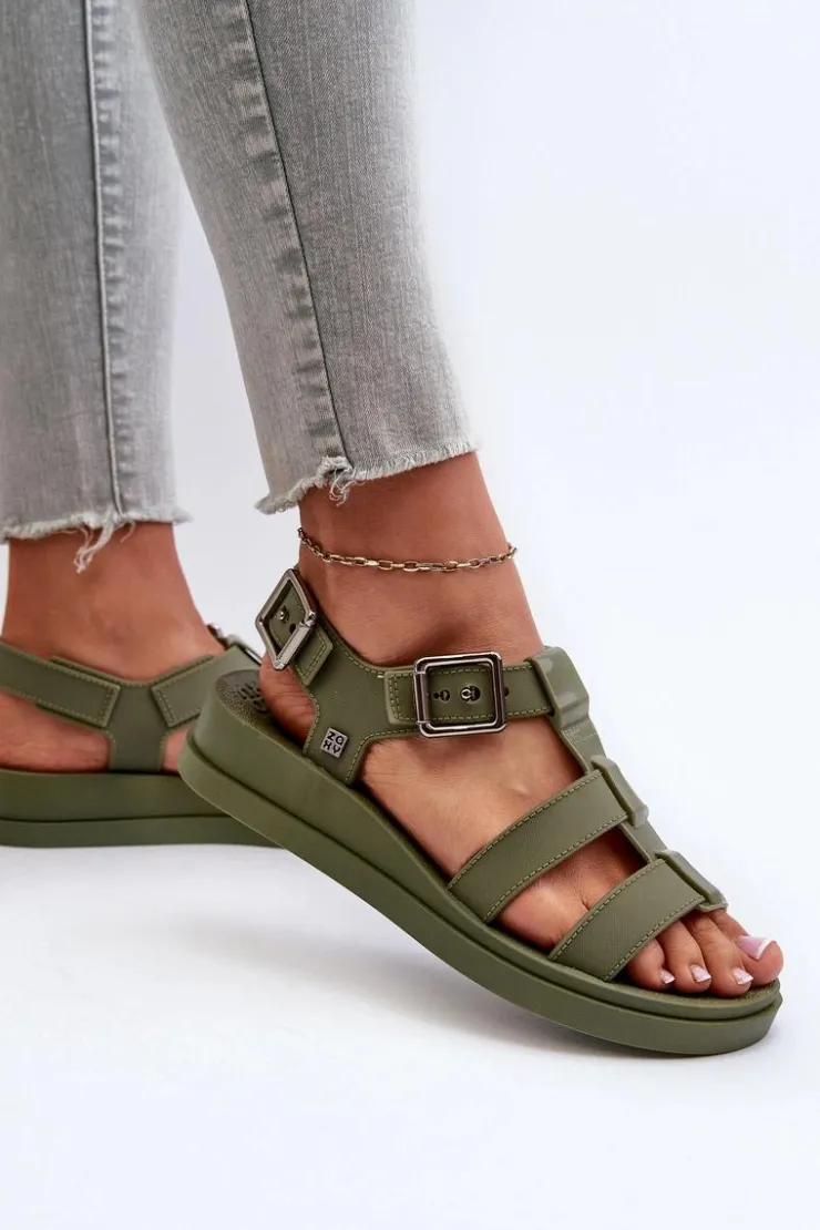 Damskie ZAXY Pachnące Gładkie Sandały Damskie NN285005 Zielone