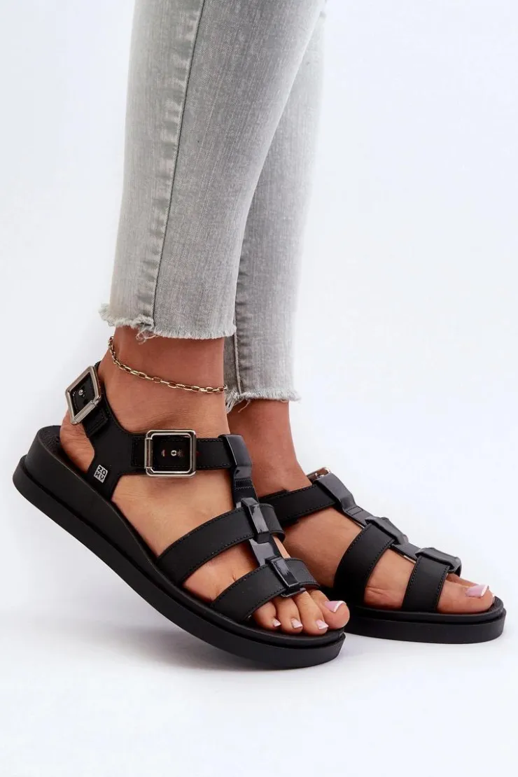 Damskie ZAXY Pachnące Gładkie Sandały Damskie NN285007 Czarne