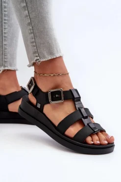 Damskie ZAXY Pachnące Gładkie Sandały Damskie NN285007 Czarne