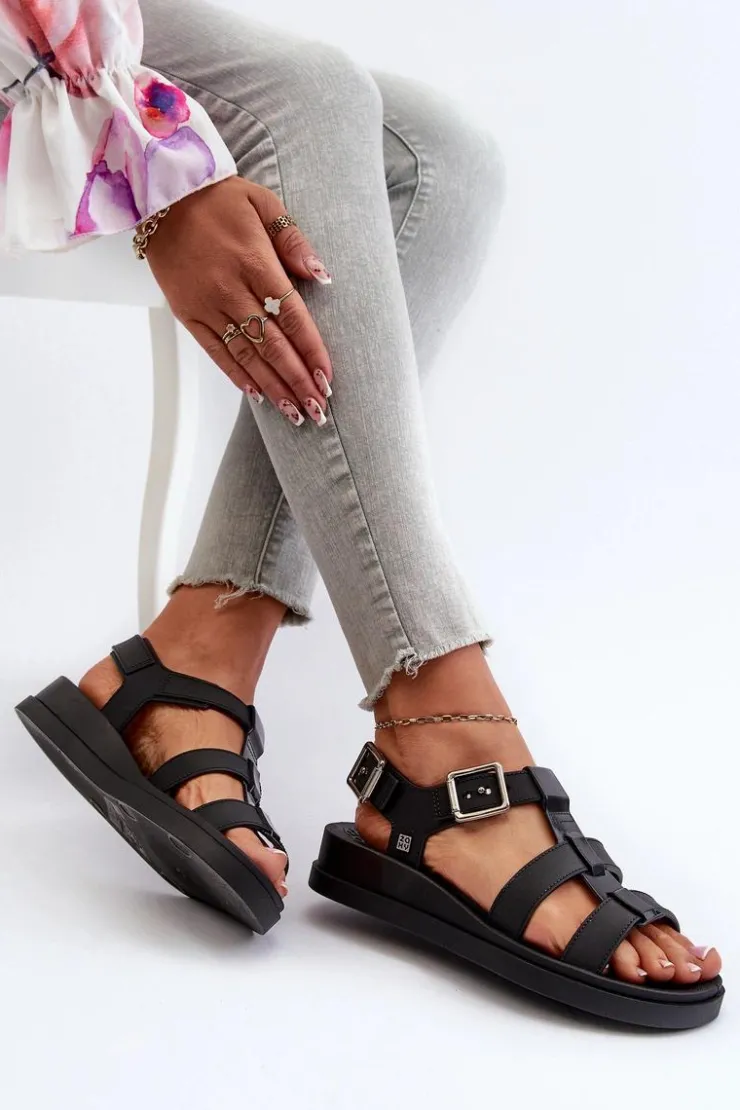 Damskie ZAXY Pachnące Gładkie Sandały Damskie NN285007 Czarne