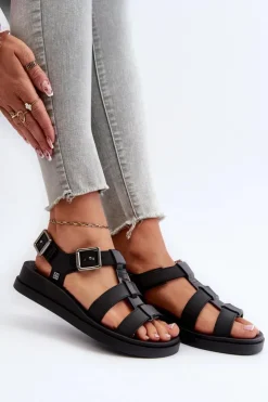Damskie ZAXY Pachnące Gładkie Sandały Damskie NN285007 Czarne
