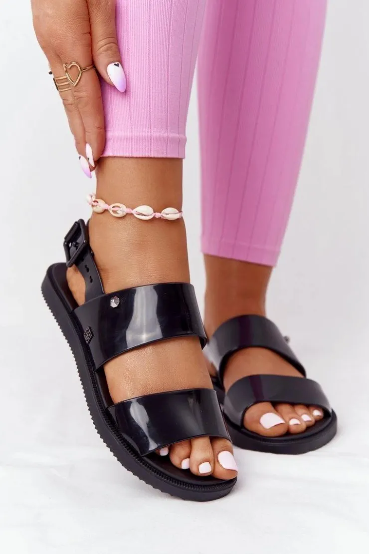 ZAXY Sandały Gumowe|Sandały Płaskie*Pachnące Gumowe Sandaly Eco Friendly HH285163 Czarne