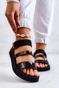 ZAXY Sandały Gumowe|Sandały Płaskie*Pachnące Gumowe Sandały Na Rzep HH285285 Czarne