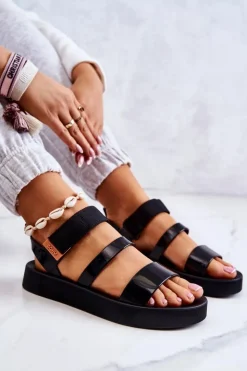 ZAXY Sandały Gumowe|Sandały Płaskie*Pachnące Gumowe Sandały Na Rzep HH285285 Czarne