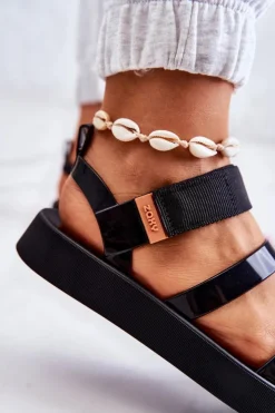 ZAXY Sandały Gumowe|Sandały Płaskie*Pachnące Gumowe Sandały Na Rzep HH285285 Czarne