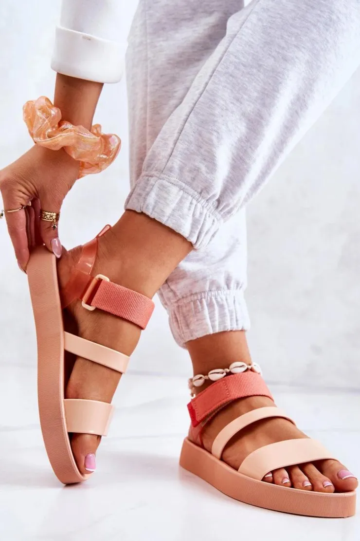 Damskie ZAXY Pachnące Gumowe Sandały Na Rzep HH285288 Pomarańczowe