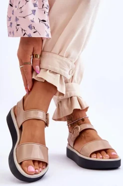 ZAXY Sandały Gumowe|Sandały Płaskie*Pachnące Hipoalergiczne Sandały JJ285240 Beżowo-Czarne