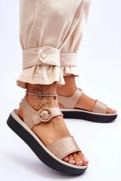 ZAXY Sandały Gumowe|Sandały Płaskie*Pachnące Hipoalergiczne Sandały JJ285240 Beżowo-Czarne