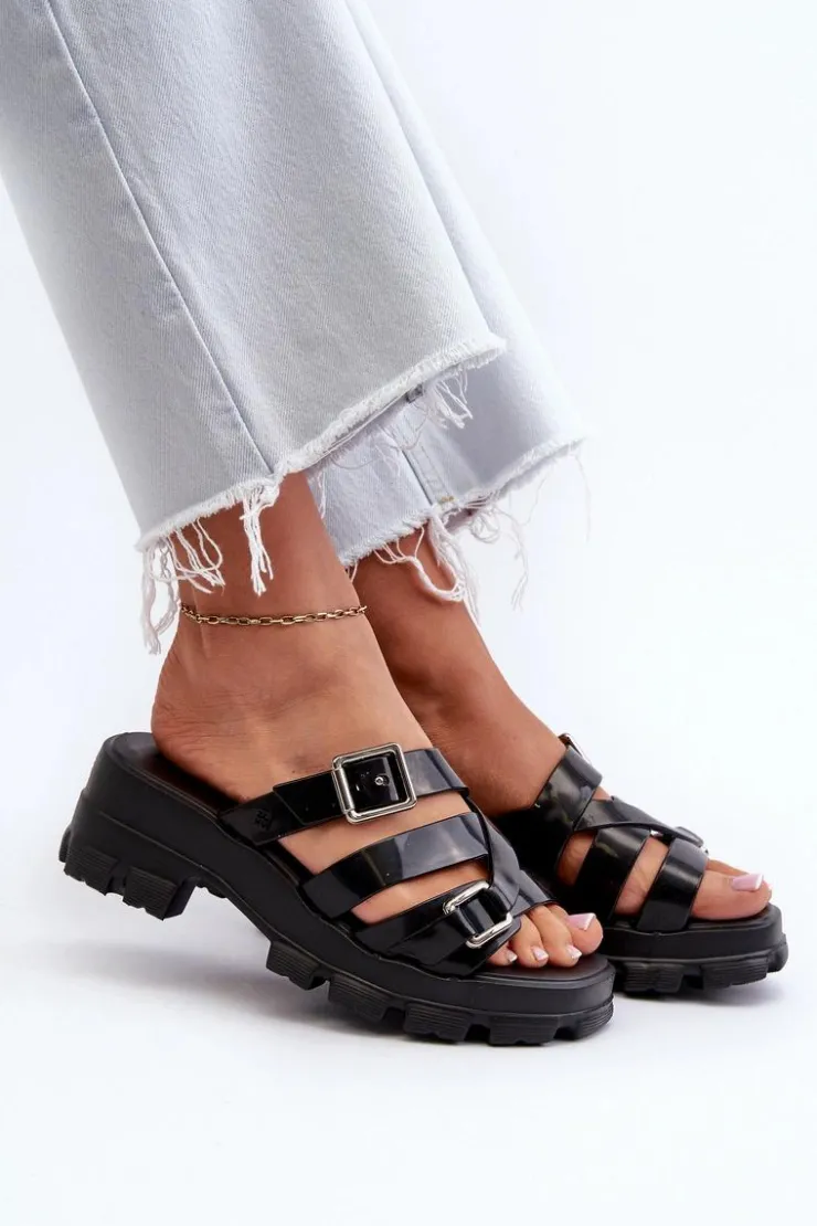 ZAXY Klapki Na Platformie|Klapki Damskie Klasyczne*Pachnące Klapki Damskie Na Niskim Obcasie NN285043 Czarne Czarny