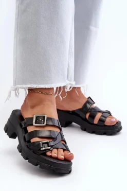 ZAXY Klapki Na Platformie|Klapki Damskie Klasyczne*Pachnące Klapki Damskie Na Niskim Obcasie NN285043 Czarne Czarny