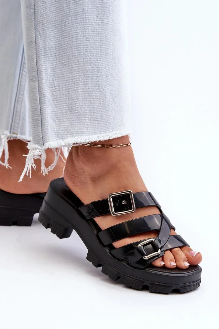 ZAXY Klapki Na Platformie|Klapki Damskie Klasyczne*Pachnące Klapki Damskie Na Niskim Obcasie NN285043 Czarne Czarny