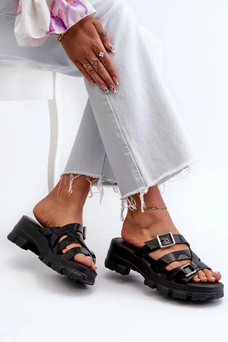 ZAXY Klapki Na Platformie|Klapki Damskie Klasyczne*Pachnące Klapki Damskie Na Niskim Obcasie NN285043 Czarne Czarny