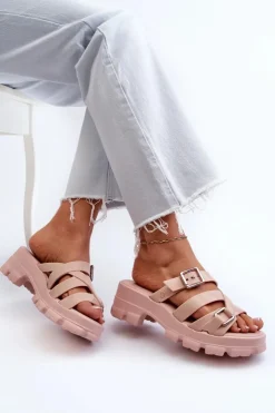 New ZAXY Pachnące Klapki Damskie Na Niskim Obcasie NN285044 Jasnoróżowe Różowy