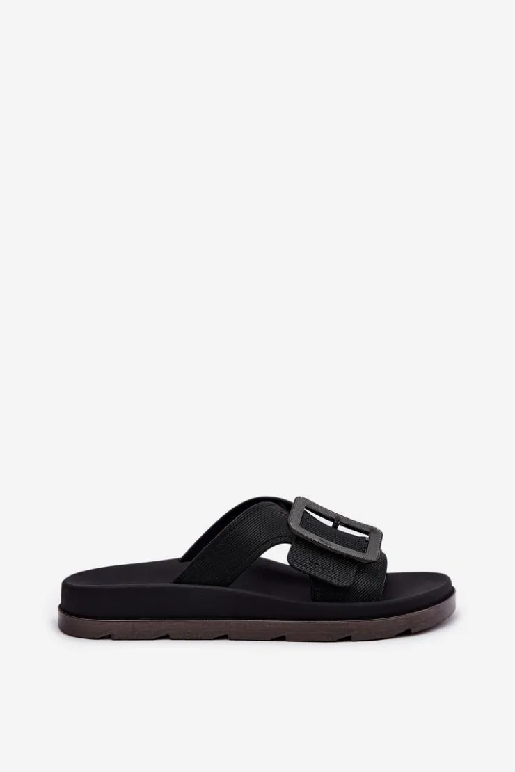 Damskie ZAXY Pachnące Klapki Damskie Z Ozdobną Klamrą RR285078 Czarne