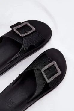 Damskie ZAXY Pachnące Klapki Damskie Z Ozdobną Klamrą RR285078 Czarne