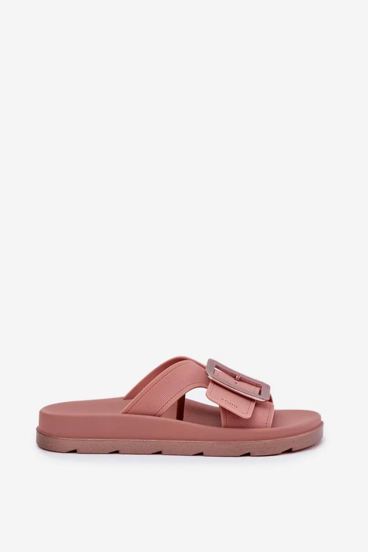 ZAXY Klapki Damskie Klasyczne*Pachnące Klapki Damskie Z Ozdobną Klamrą RR285077 Brudny Róż