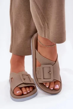 ZAXY Klapki Damskie Klasyczne*Pachnące Klapki Damskie Z Ozdobną Klamrą RR285076 Beżowe Beżowy