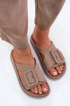 ZAXY Klapki Damskie Klasyczne*Pachnące Klapki Damskie Z Ozdobną Klamrą RR285076 Beżowe Beżowy