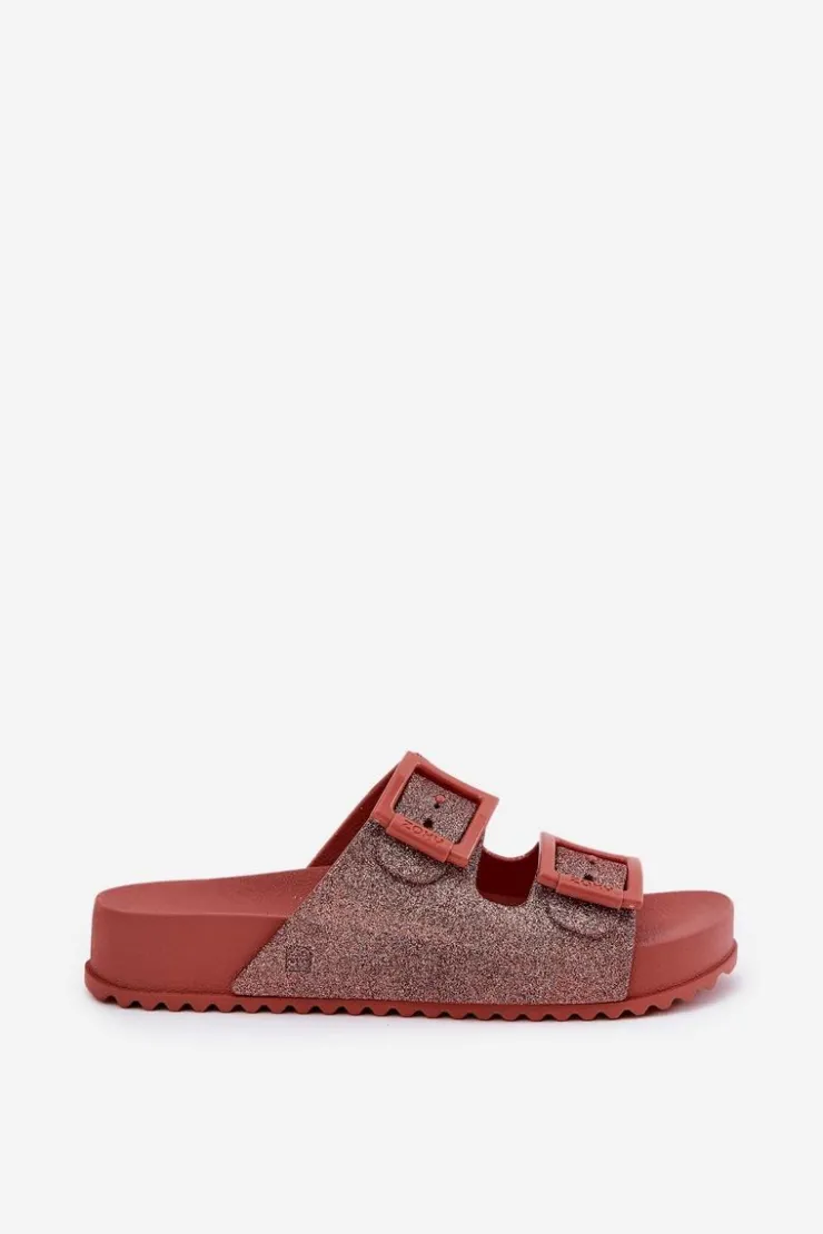 Damskie ZAXY Pachnące Klapki Damskie Z Brokatem I Klamrami RR285025 Brudny Róż