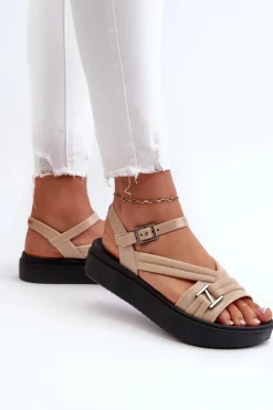 Damskie ZAXY Pachnące Sandały Damskie Na Platformie LL285063 Beżowe