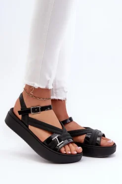 Damskie ZAXY Pachnące Sandały Damskie Na Platformie LL285064 Czarne