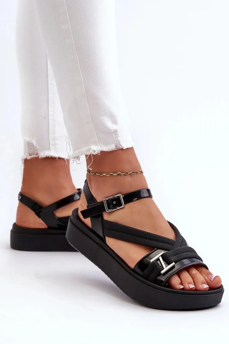 Damskie ZAXY Pachnące Sandały Damskie Na Platformie LL285064 Czarne