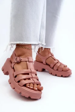 ZAXY Sandały Gumowe|Sandały Na Obcasie*Pachnące Sandały Damskie NN285038 Brudny Róż Różowy