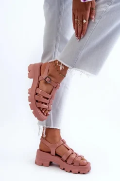 ZAXY Sandały Gumowe|Sandały Na Obcasie*Pachnące Sandały Damskie NN285038 Brudny Róż Różowy