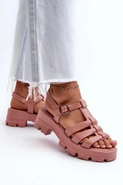 ZAXY Sandały Gumowe|Sandały Na Obcasie*Pachnące Sandały Damskie NN285038 Brudny Róż Różowy