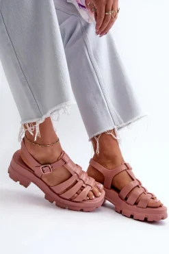 ZAXY Sandały Gumowe|Sandały Na Obcasie*Pachnące Sandały Damskie NN285038 Brudny Róż Różowy