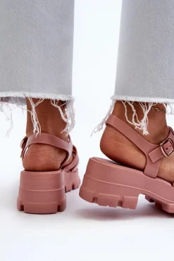 ZAXY Sandały Gumowe|Sandały Na Obcasie*Pachnące Sandały Damskie NN285038 Brudny Róż Różowy