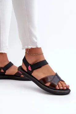 Online ZAXY Pachnące Sandały Na Płaskiej Podeszwie JJ285011 Czarne