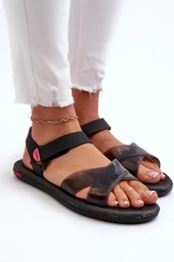 Online ZAXY Pachnące Sandały Na Płaskiej Podeszwie JJ285011 Czarne