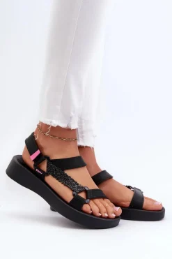 ZAXY Sandały Gumowe|Sandały Płaskie*Pachnące Sandały Na Rzep LL285062 Czarne Czarny