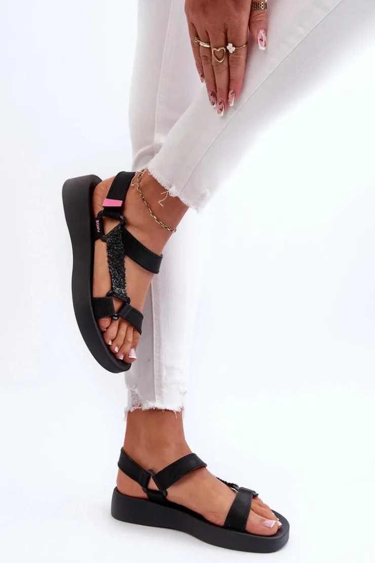 ZAXY Sandały Gumowe|Sandały Płaskie*Pachnące Sandały Na Rzep LL285062 Czarne Czarny