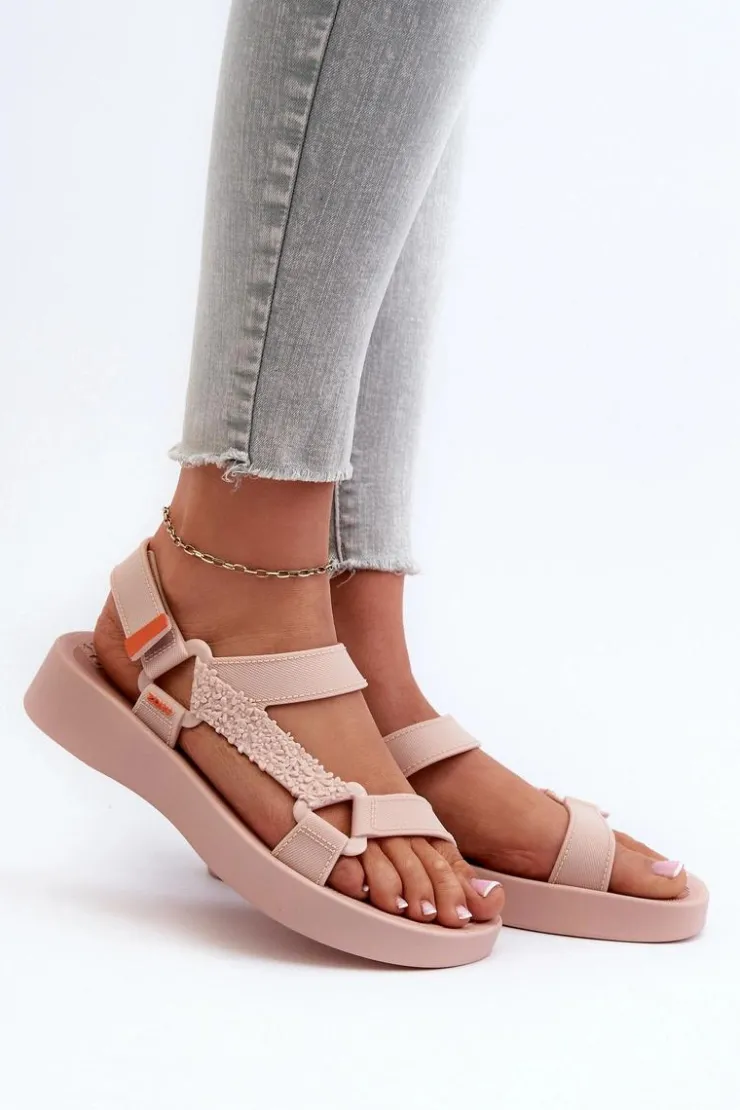 ZAXY Sandały Gumowe|Sandały Płaskie*Pachnące Sandały Na Rzep LL285061 Jasnoróżowe