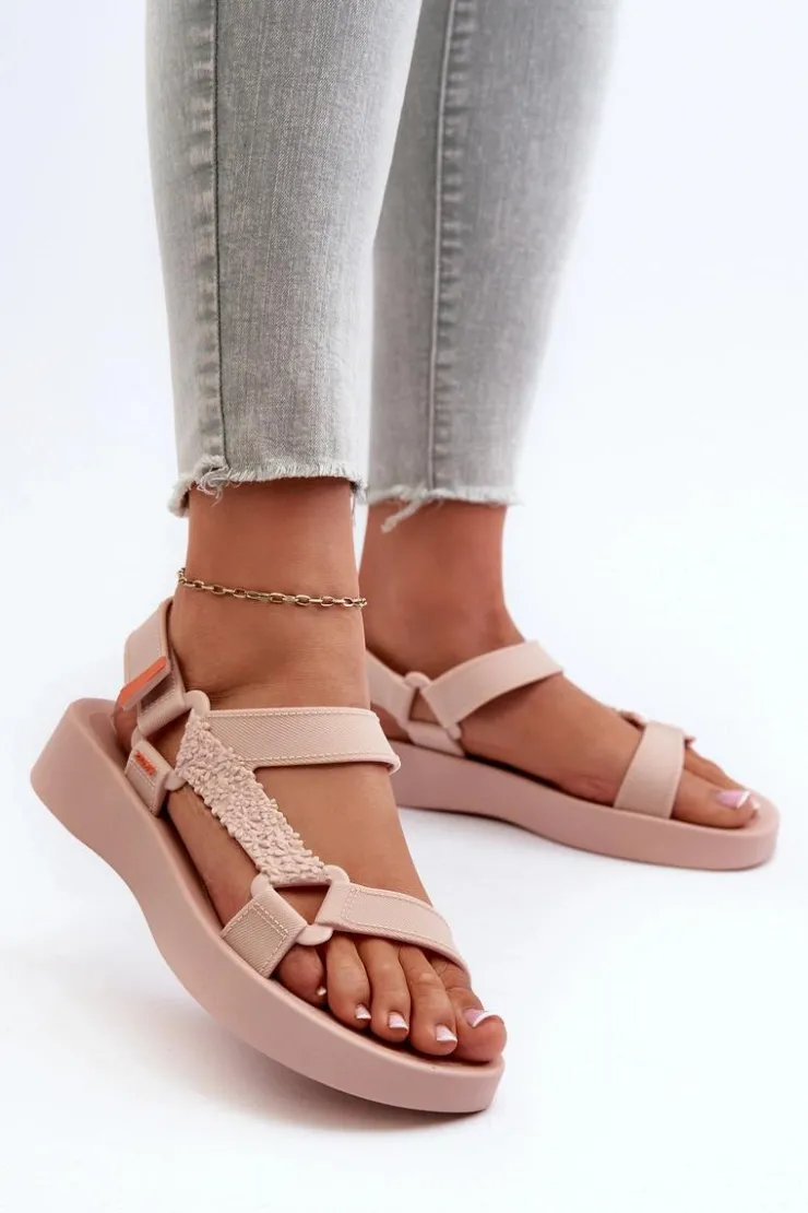 ZAXY Sandały Gumowe|Sandały Płaskie*Pachnące Sandały Na Rzep LL285061 Jasnoróżowe