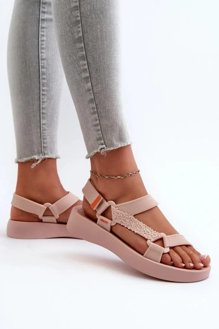 ZAXY Sandały Gumowe|Sandały Płaskie*Pachnące Sandały Na Rzep LL285061 Jasnoróżowe