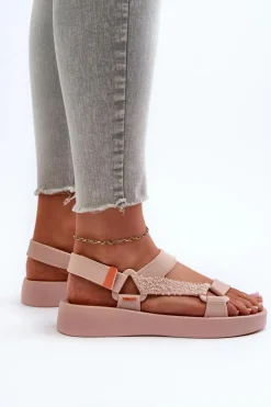 ZAXY Sandały Gumowe|Sandały Płaskie*Pachnące Sandały Na Rzep LL285061 Jasnoróżowe