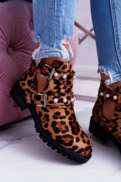 Sale Boto Panterkowe Botki z Wycięciami Cadenza