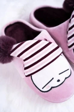 Boto Kapcie Klasyczne*Papcie damskie Domowe Różowe Wrzosowe Mashimaro