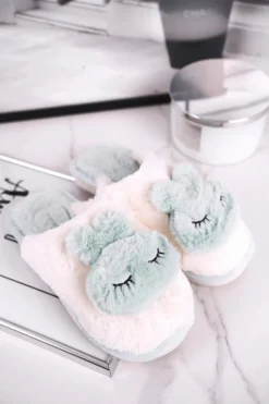 Damskie Boto Papcie Damskie Futrzane Jasno Zielone Rabbit