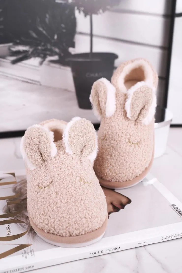 Discount Boto Papcie Damskie Futrzane Zajączek Beżowe Goody