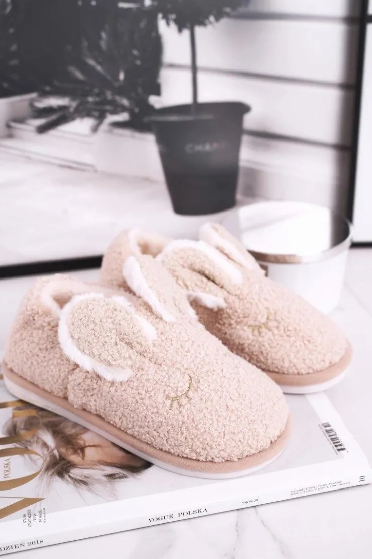 Discount Boto Papcie Damskie Futrzane Zajączek Beżowe Goody