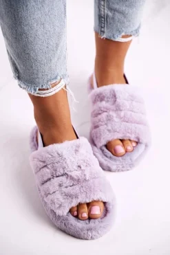 Damskie Boto Papcie Damskie na Platformie Futrzane Fioletowe Snowflake