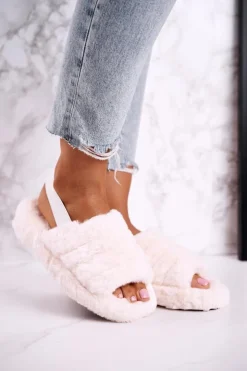 Damskie Boto Papcie Damskie na Platformie Futrzane Beżowe Snowflake