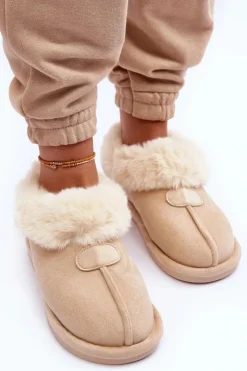 Damskie Boto Papcie Damskie Z Futerkiem Jasnobeżowe Lanoze