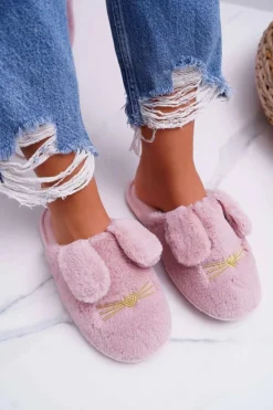 Damskie Boto Papcie Damskie Z Futerkiem I Uszkami Ciemny Róż Semmi